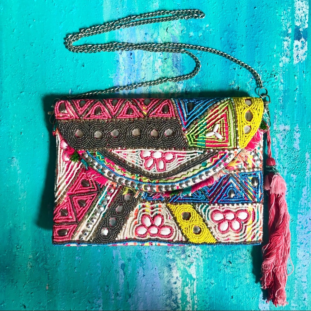 Italian Hand Beaded Crossbody Purse